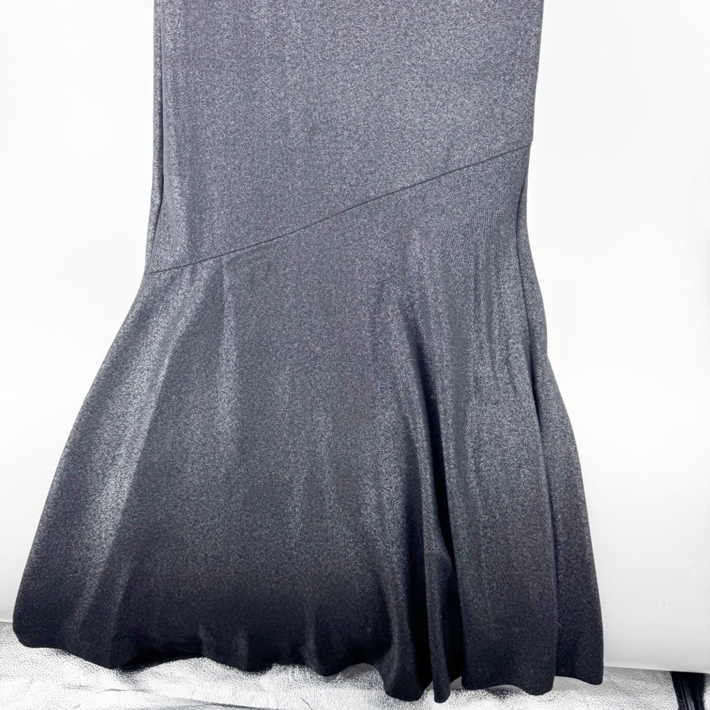 ✅ Lauren Ralph Lauren GREY/BLACK MAXI Metallic Ruffle-Trim Gown. Size 4 WEDDING - Picture 4 of 9